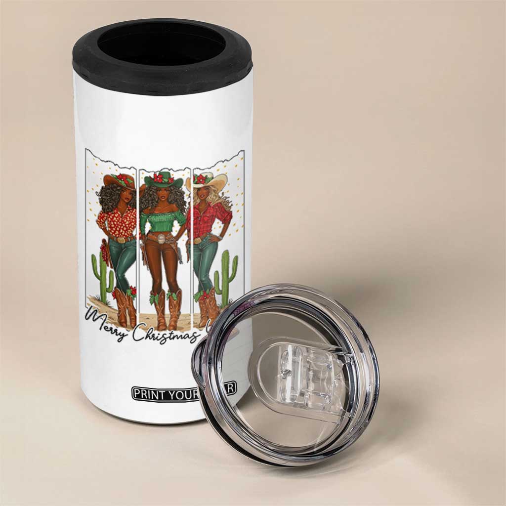 Merry Christmas Y'all 4 in 1 Can Cooler Tumbler Funny Western Holiday Gift For Cowgirl TS12 Print Your Wear