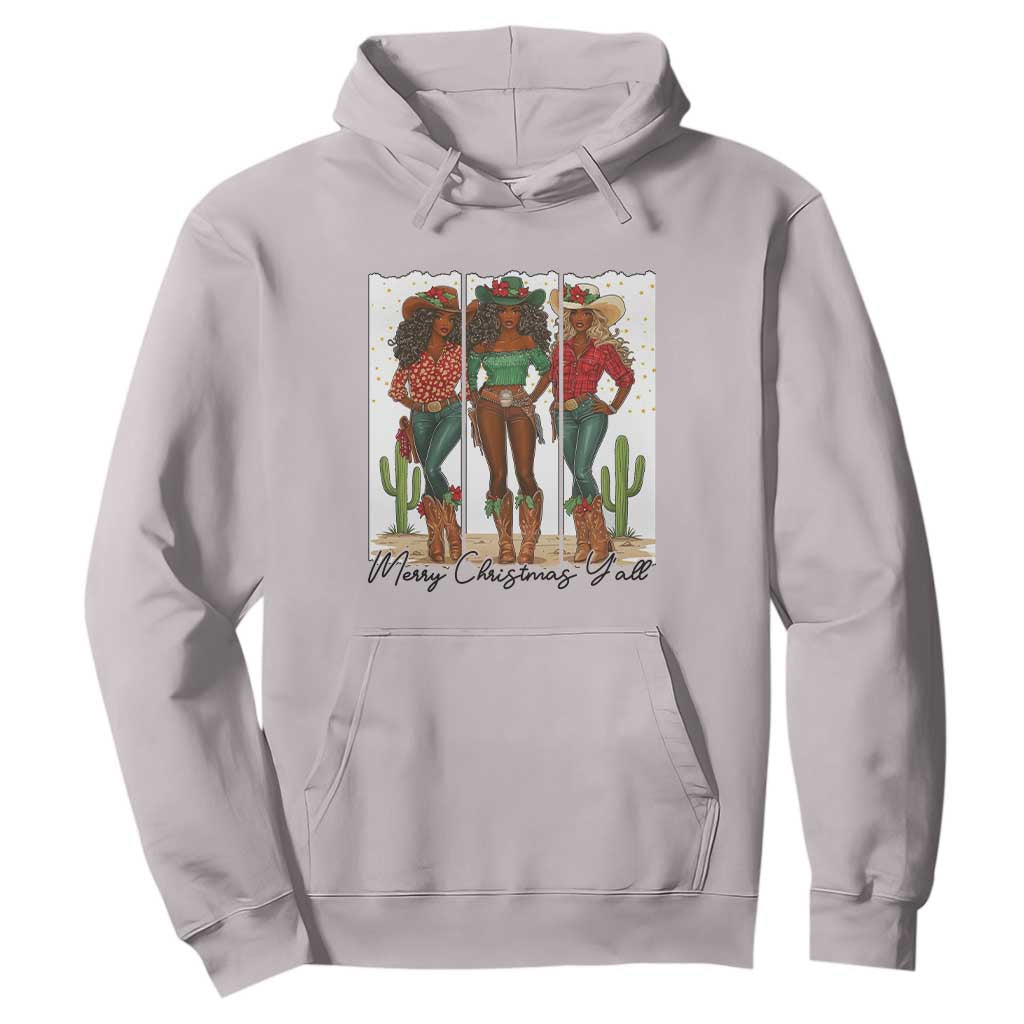 Merry Christmas Y'all Hoodie Funny Western Holiday Gift For Cowgirl TS12 Ice Gray Print Your Wear