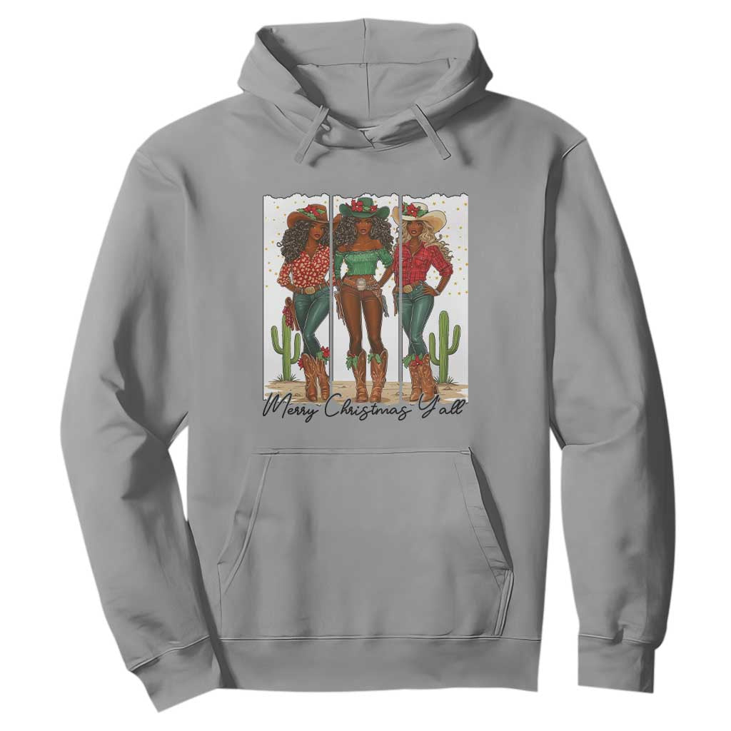 Merry Christmas Y'all Hoodie Funny Western Holiday Gift For Cowgirl TS12 Sport Gray Print Your Wear
