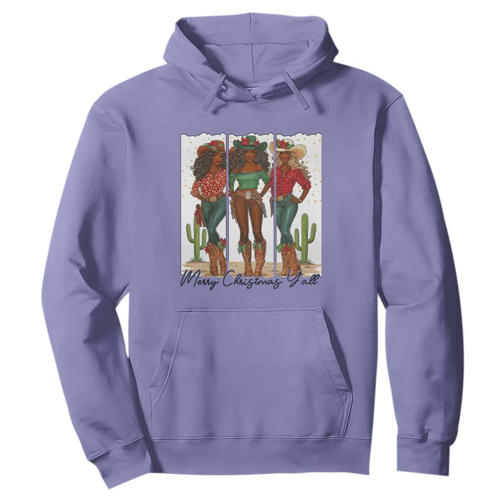 Merry Christmas Y'all Hoodie Funny Western Holiday Gift For Cowgirl TS12 Violet Print Your Wear