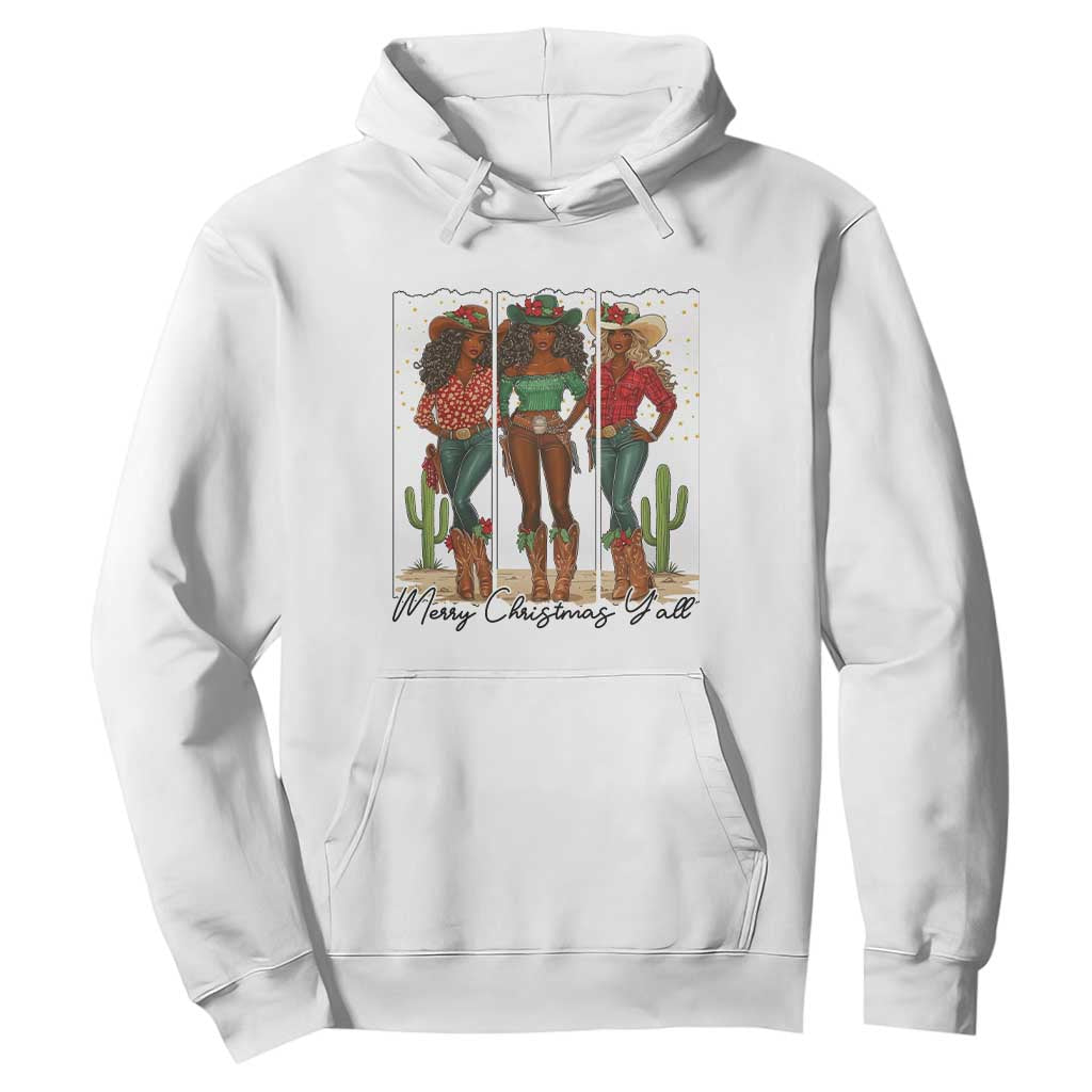 Merry Christmas Y'all Hoodie Funny Western Holiday Gift For Cowgirl TS12 White Print Your Wear