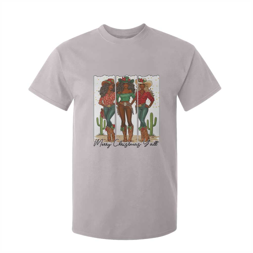 Merry Christmas Y'all T Shirt For Kid Funny Western Holiday Gift For Cowgirl TS12 Ice Gray Print Your Wear