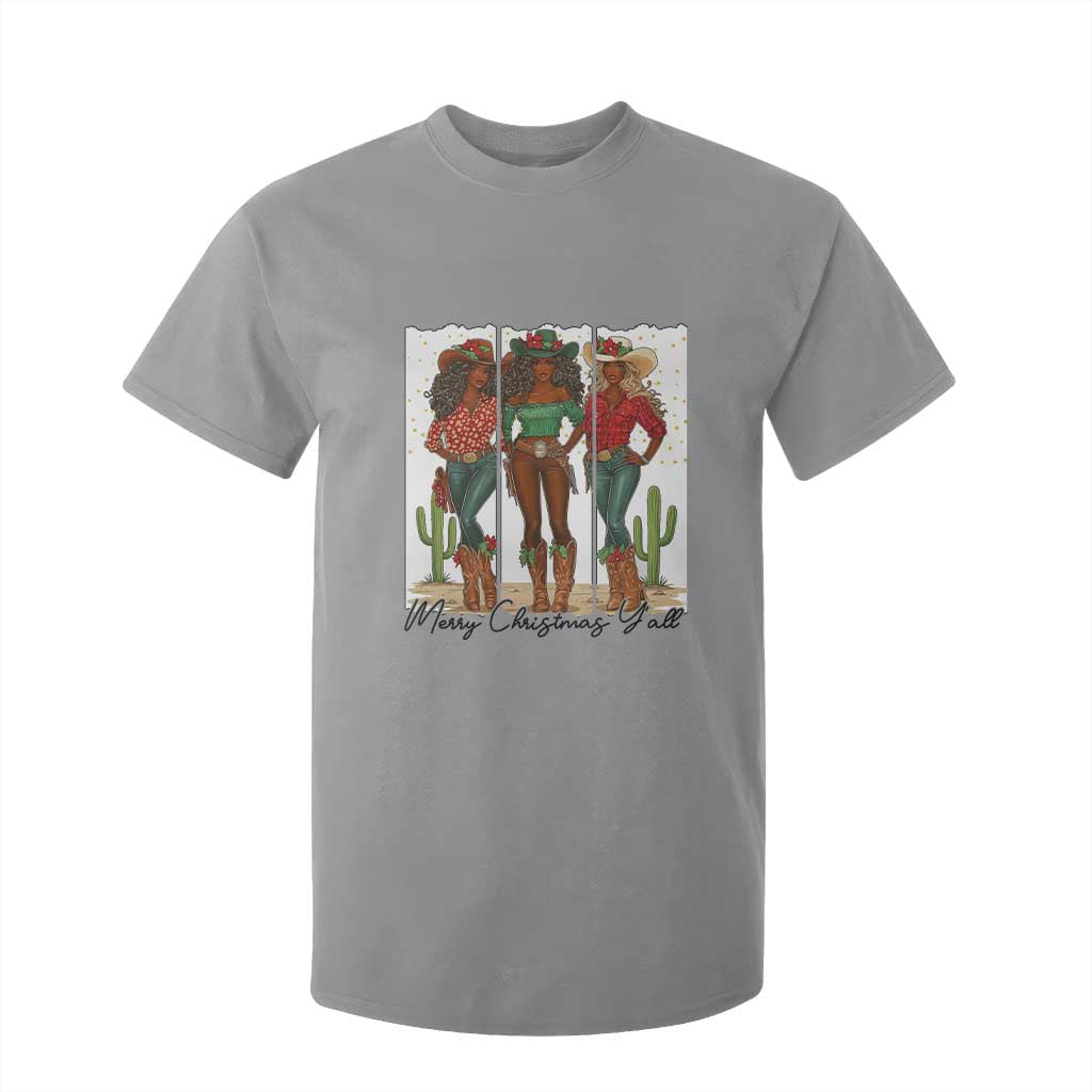Merry Christmas Y'all T Shirt For Kid Funny Western Holiday Gift For Cowgirl TS12 Sport Gray Print Your Wear