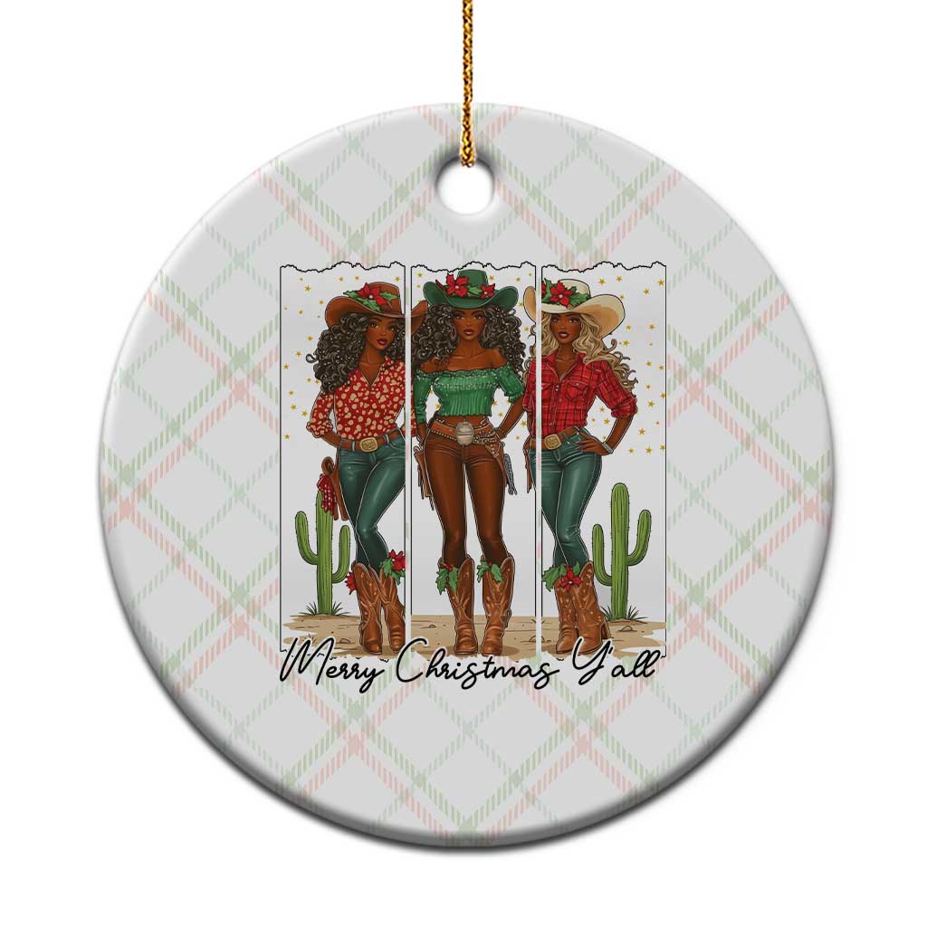Merry Christmas Y'all Ceramic Ornament Funny Western Holiday Gift For Cowgirl TS12 1pc Christmas Plaid Print Your Wear