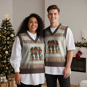 Merry Xmas Y'all V-Neck Knit Sweater Vest Funny Western Holiday Gift For Cowgirl TS12 Mocha Mousse Print Your Wear