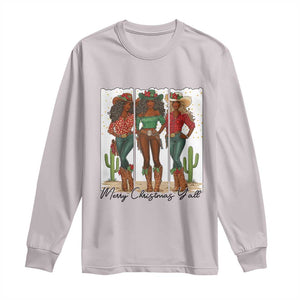 Merry Christmas Y'all Long Sleeve Shirt Funny Western Holiday Gift For Cowgirl TS12 Ice Gray Print Your Wear