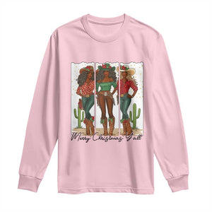 Merry Christmas Y'all Long Sleeve Shirt Funny Western Holiday Gift For Cowgirl TS12 Light Pink Print Your Wear