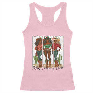 Merry Christmas Y'all Racerback Tank Top Funny Western Holiday Gift For Cowgirl TS12 Light Pink Print Your Wear