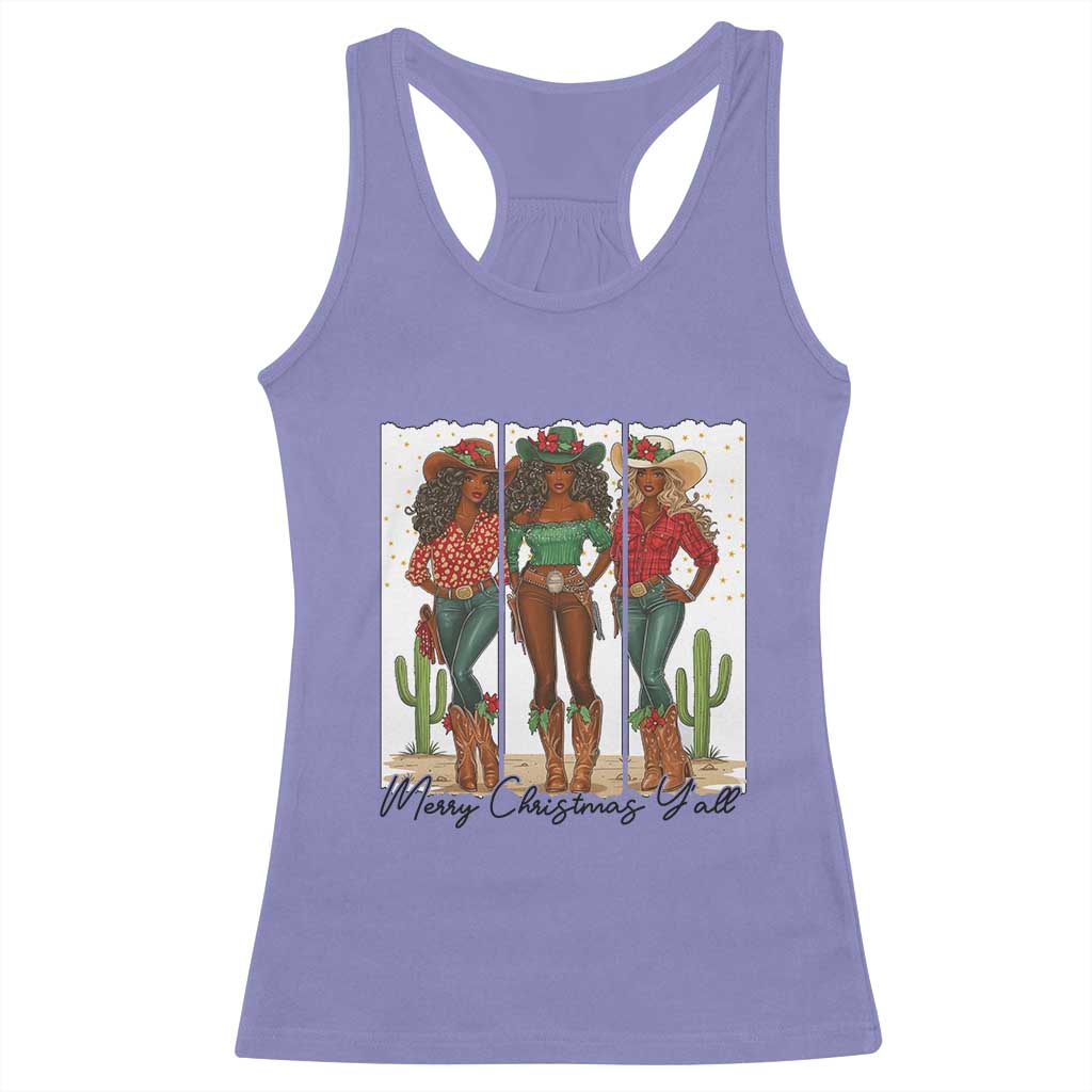 Merry Christmas Y'all Racerback Tank Top Funny Western Holiday Gift For Cowgirl TS12 Violet Print Your Wear