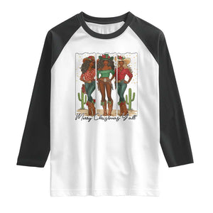 Merry Christmas Y'all Raglan Shirt Funny Western Holiday Gift For Cowgirl TS12 White Black Print Your Wear