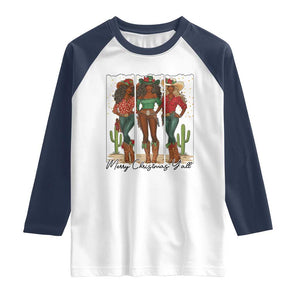 Merry Christmas Y'all Raglan Shirt Funny Western Holiday Gift For Cowgirl TS12 White Navy Print Your Wear