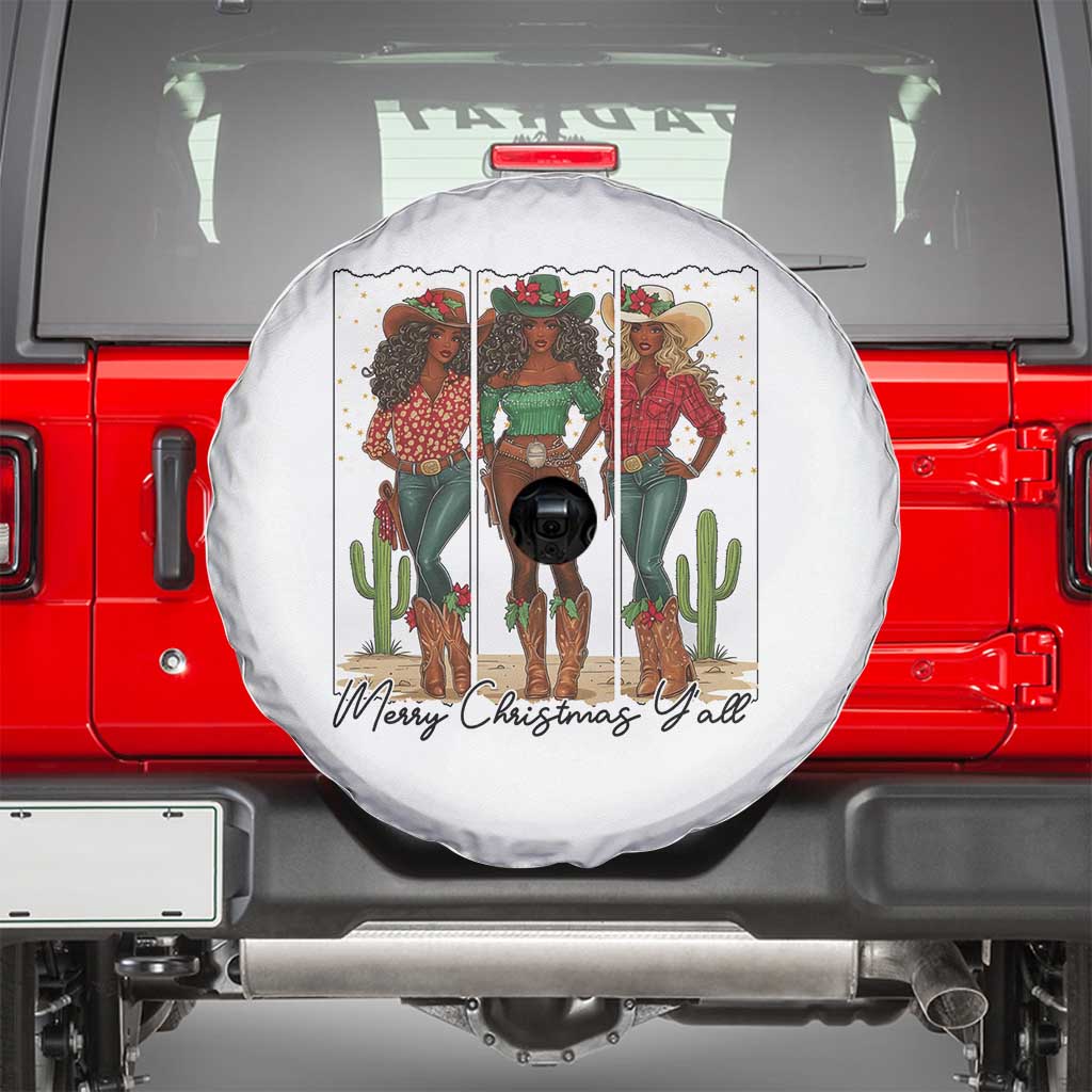 Merry Christmas Y'all Spare Tire Cover Funny Western Holiday Gift For Cowgirl TS12 White Print Your Wear