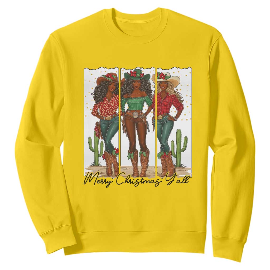 Merry Christmas Y'all Sweatshirt Funny Western Holiday Gift For Cowgirl TS12 Daisy Print Your Wear