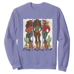 Merry Christmas Y'all Sweatshirt Funny Western Holiday Gift For Cowgirl TS12 Violet Print Your Wear
