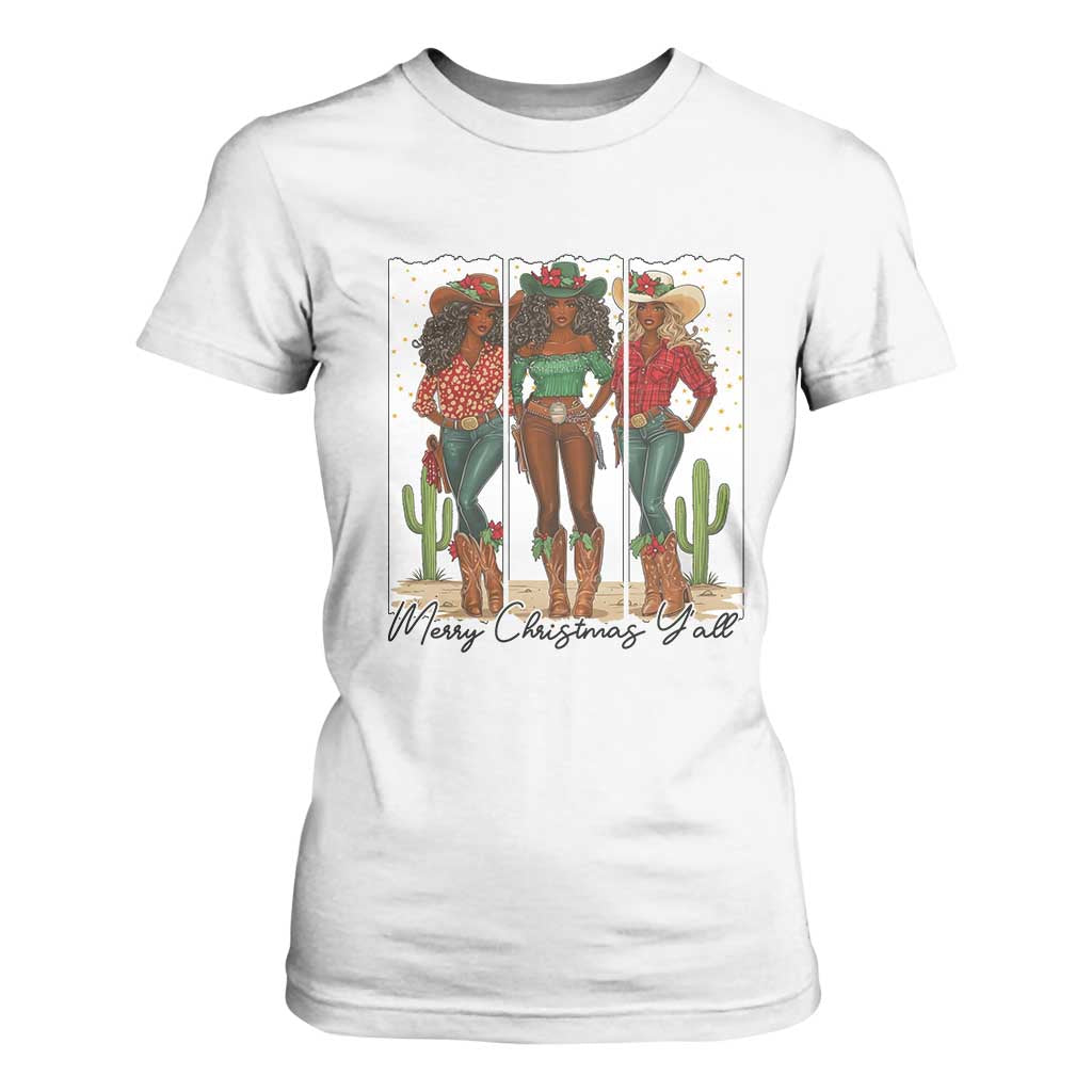 Merry Christmas Y'all T Shirt For Women Funny Western Holiday Gift For Cowgirl TS12 White Print Your Wear