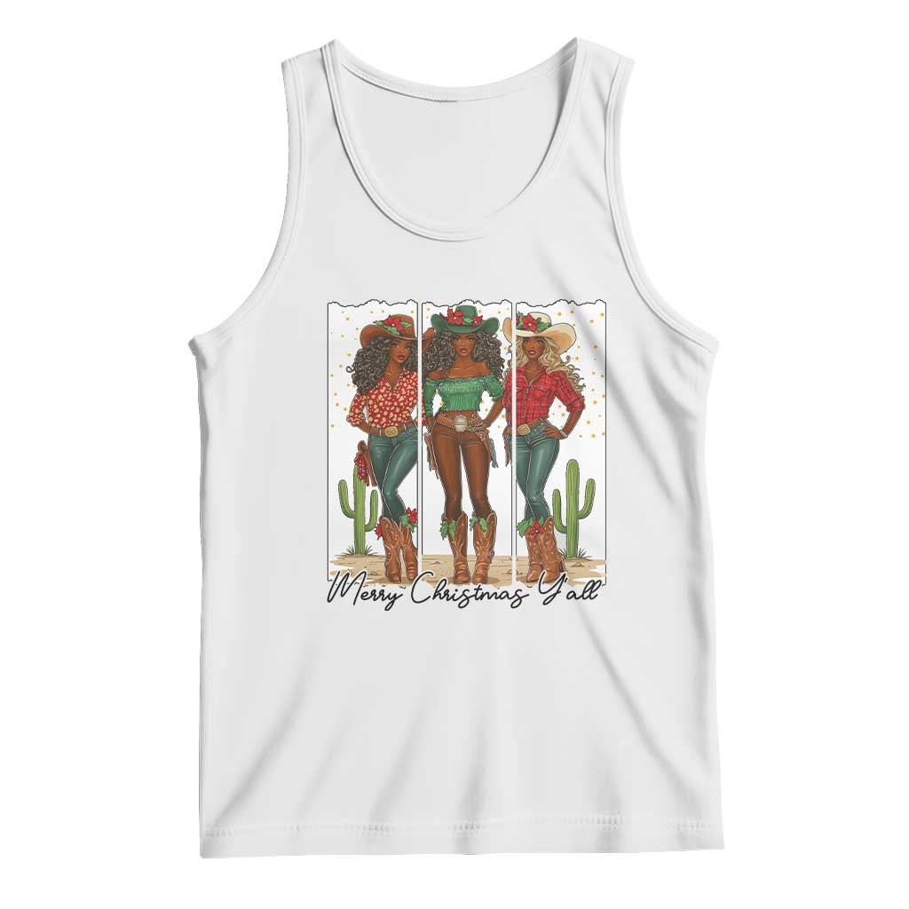 Merry Christmas Y'all Tank Top Funny Western Holiday Gift For Cowgirl TS12 White Print Your Wear