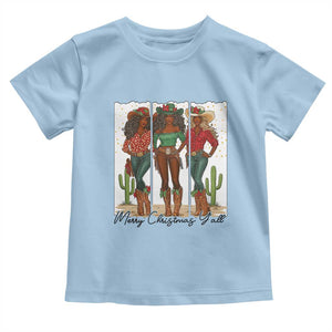 Merry Christmas Y'all Toddler T Shirt Funny Western Holiday Gift For Cowgirl TS12 Light Blue Print Your Wear