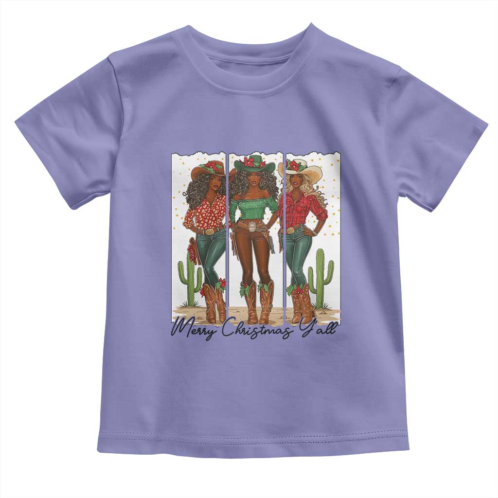 Merry Christmas Y'all Toddler T Shirt Funny Western Holiday Gift For Cowgirl TS12 Violet Print Your Wear