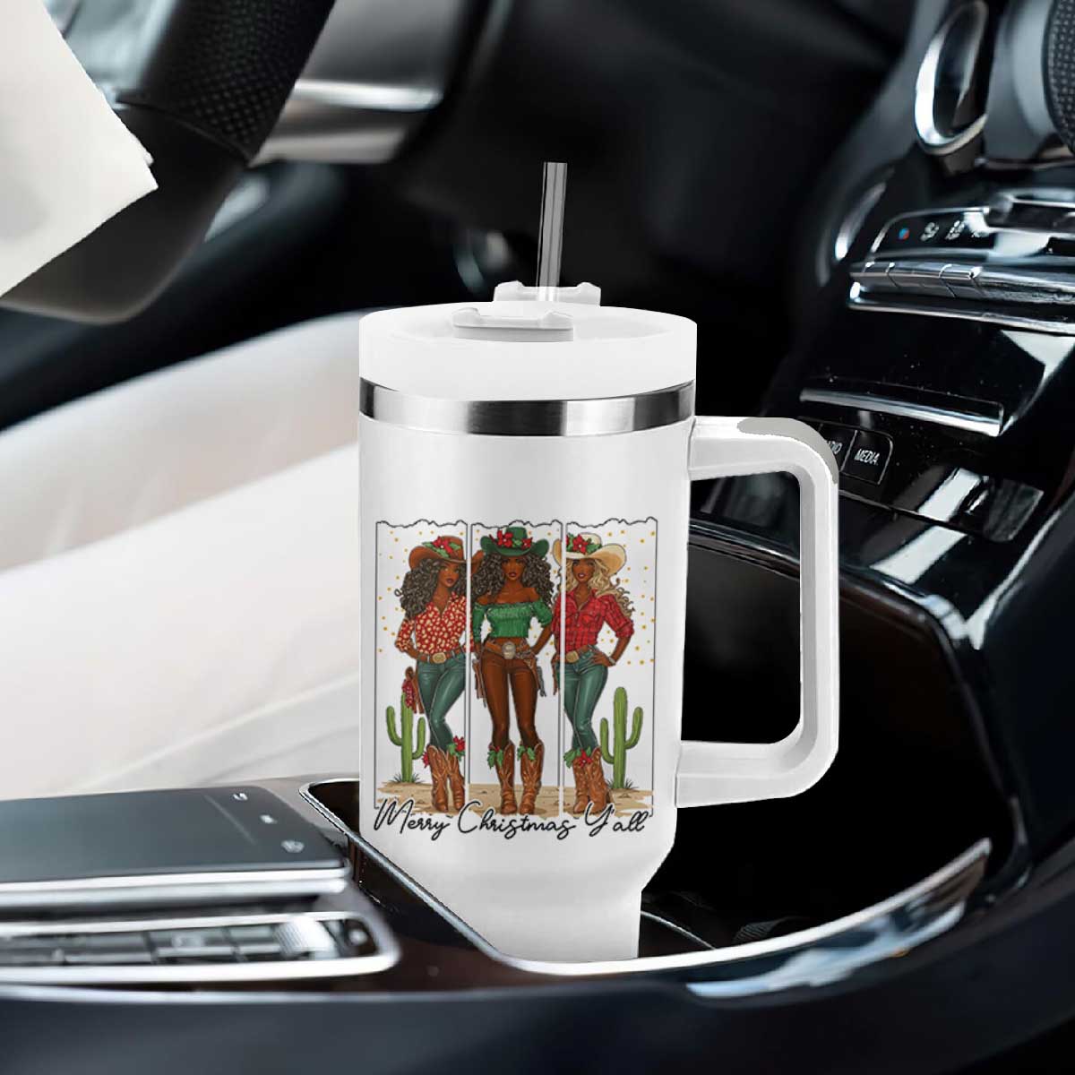 Merry Christmas Y'all Tumbler With Handle Funny Western Holiday Gift For Cowgirl TS12 Print Your Wear