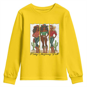 Merry Christmas Y'all Youth Sweatshirt Funny Western Holiday Gift For Cowgirl TS12 Daisy Print Your Wear