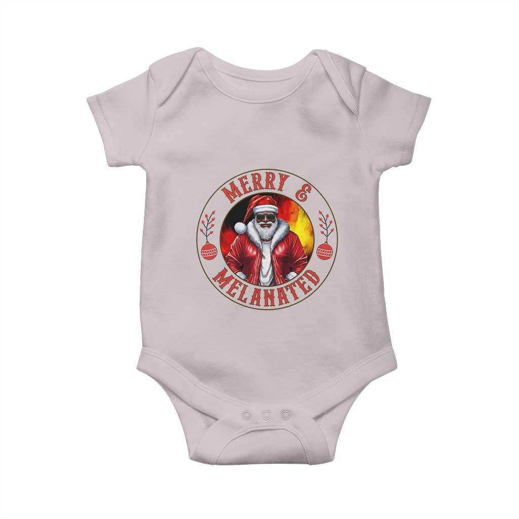 Black Santa Merry And Melanated Baby Onesie Christmas Holiday Gift TS12 Ice Gray Print Your Wear