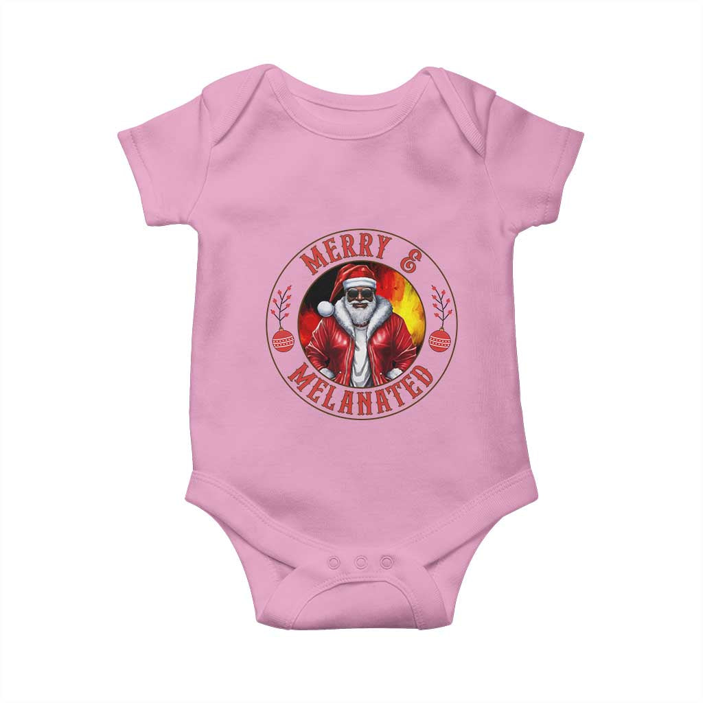 Black Santa Merry And Melanated Baby Onesie Christmas Holiday Gift TS12 Light Pink Print Your Wear