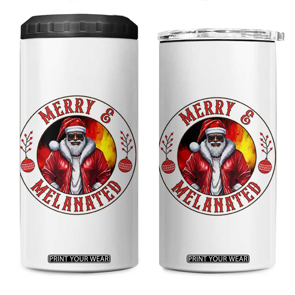 Black Santa Merry And Melanated 4 in 1 Can Cooler Tumbler Christmas Holiday Gift TS12 One Size: 16 oz White Print Your Wear