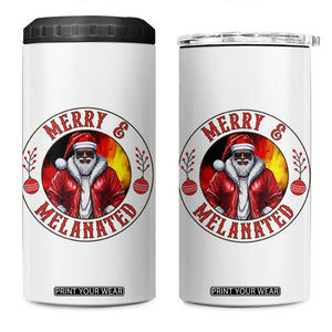 Black Santa Merry And Melanated 4 in 1 Can Cooler Tumbler Christmas Holiday Gift TS12 One Size: 16 oz White Print Your Wear