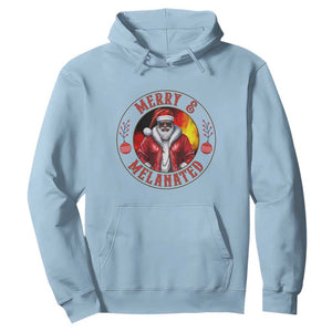 Black Santa Merry And Melanated Hoodie Christmas Holiday Gift TS12 Light Blue Print Your Wear