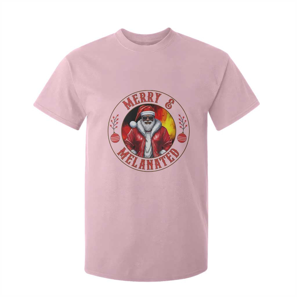 Black Santa Merry And Melanated T Shirt For Kid Christmas Holiday Gift TS12 Light Pink Print Your Wear