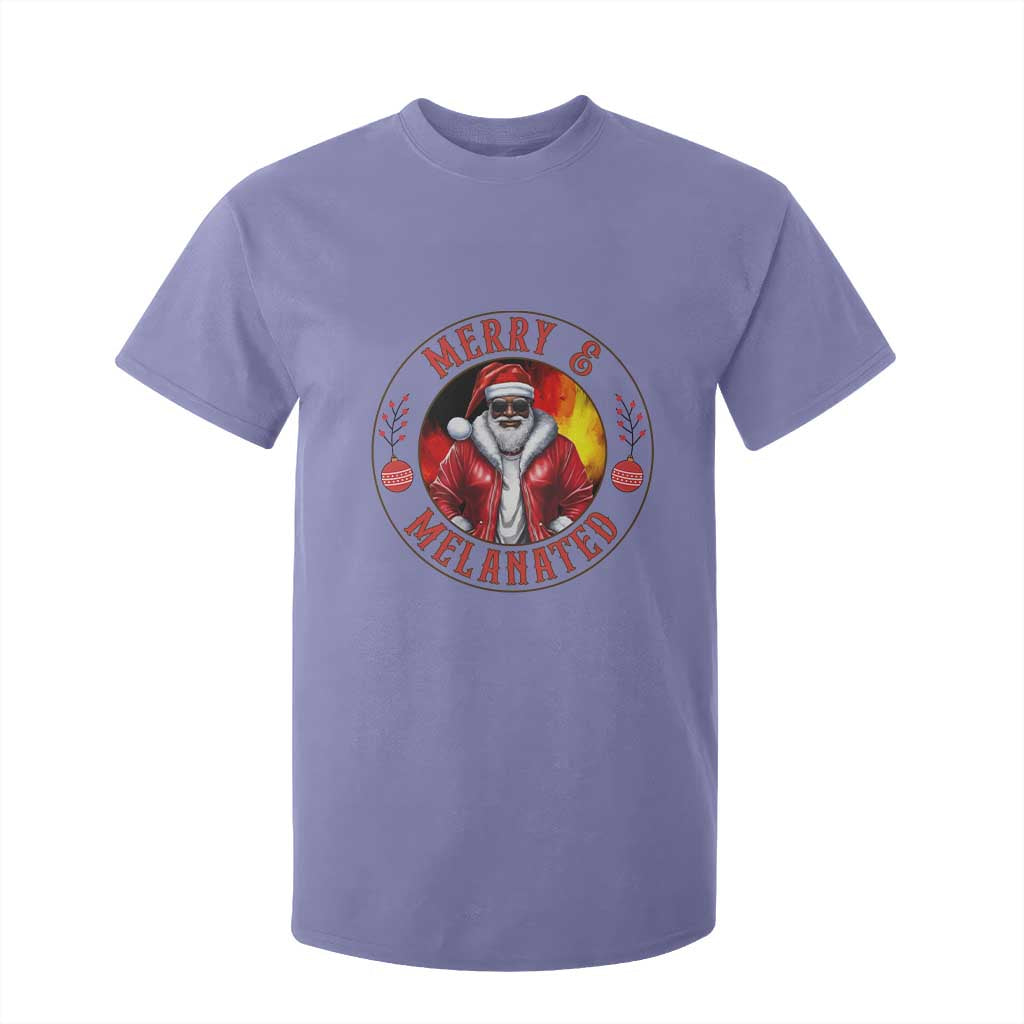 Black Santa Merry And Melanated T Shirt For Kid Christmas Holiday Gift TS12 Violet Print Your Wear