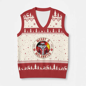 Black Santa Merry And Melanated V-Neck Knit Sweater Vest Xmas Holiday Gift TS12 Beige Red Print Your Wear