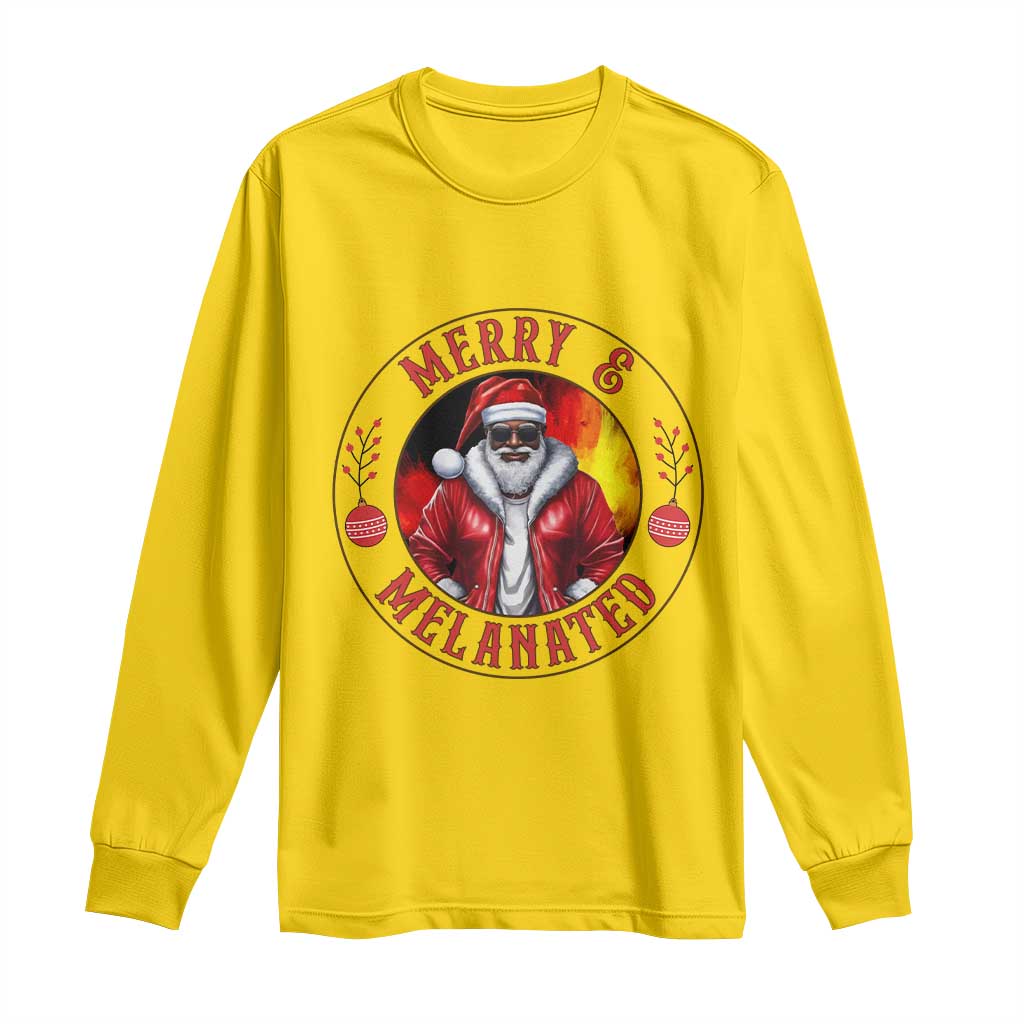 Black Santa Merry And Melanated Long Sleeve Shirt Christmas Holiday Gift TS12 Daisy Print Your Wear