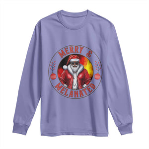 Black Santa Merry And Melanated Long Sleeve Shirt Christmas Holiday Gift TS12 Violet Print Your Wear