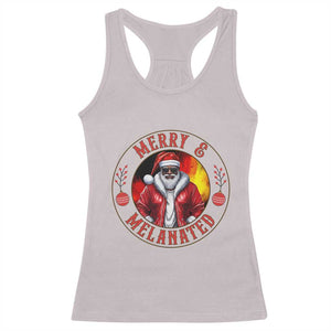 Black Santa Merry And Melanated Racerback Tank Top Christmas Holiday Gift TS12 Ice Gray Print Your Wear