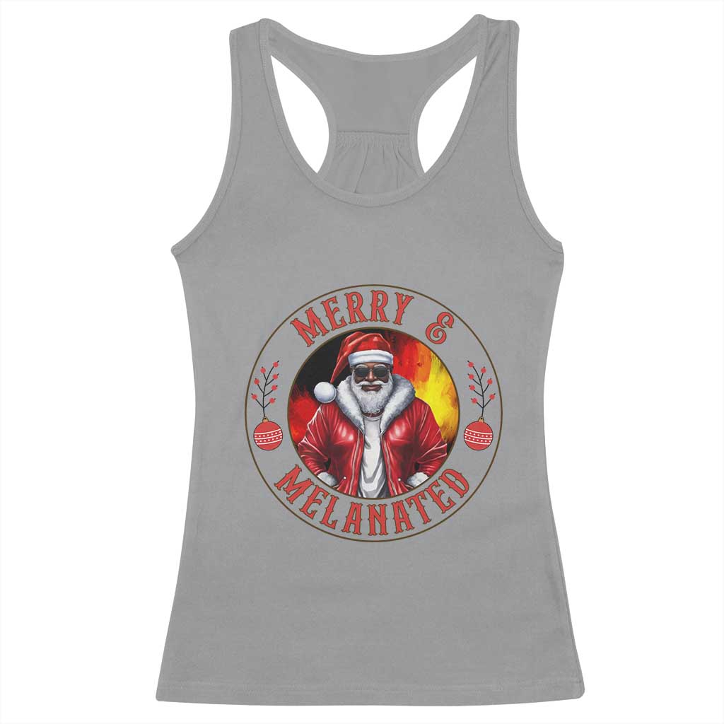 Black Santa Merry And Melanated Racerback Tank Top Christmas Holiday Gift TS12 Sport Gray Print Your Wear