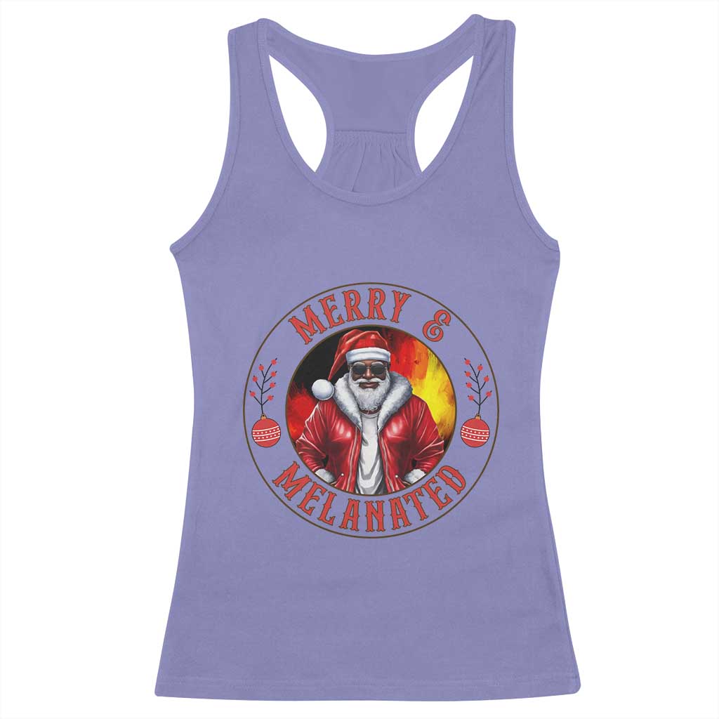 Black Santa Merry And Melanated Racerback Tank Top Christmas Holiday Gift TS12 Violet Print Your Wear