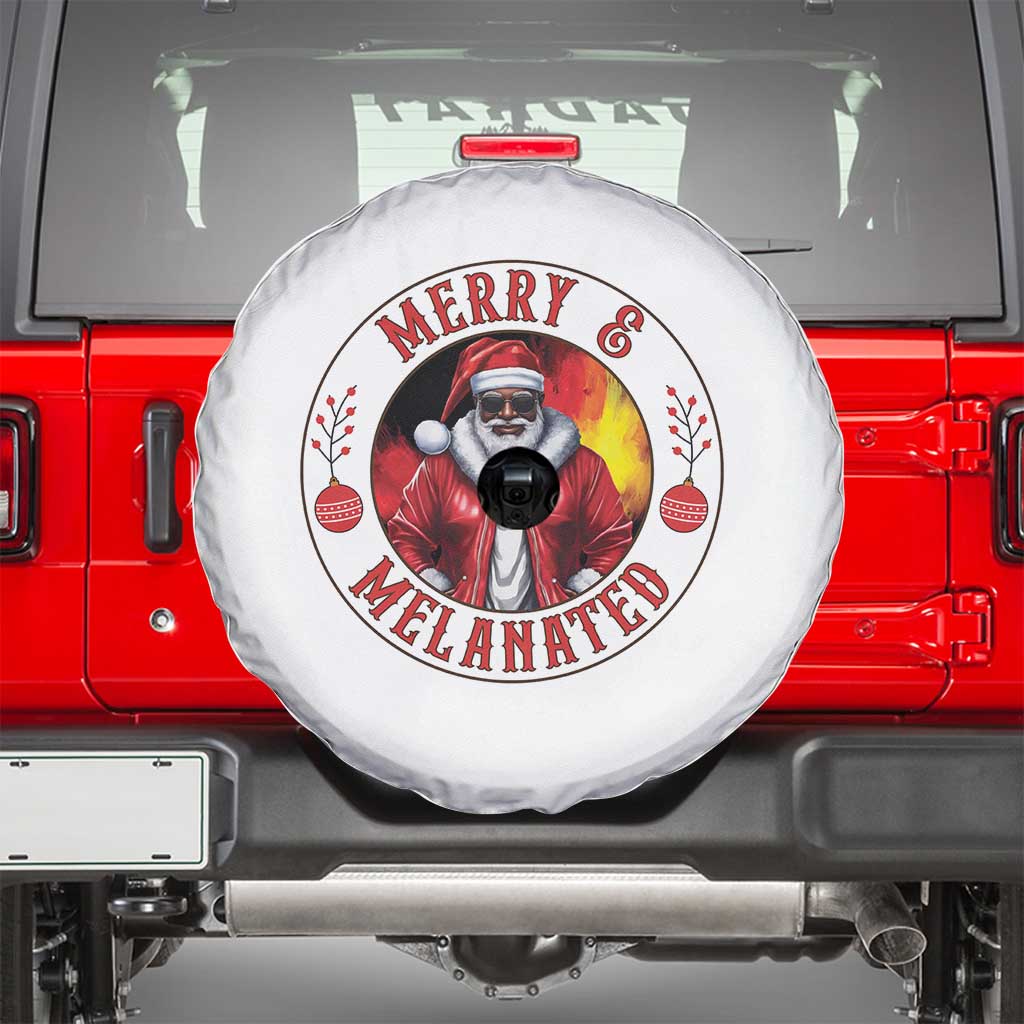 Black Santa Merry And Melanated Spare Tire Cover Christmas Holiday Gift TS12 White Print Your Wear