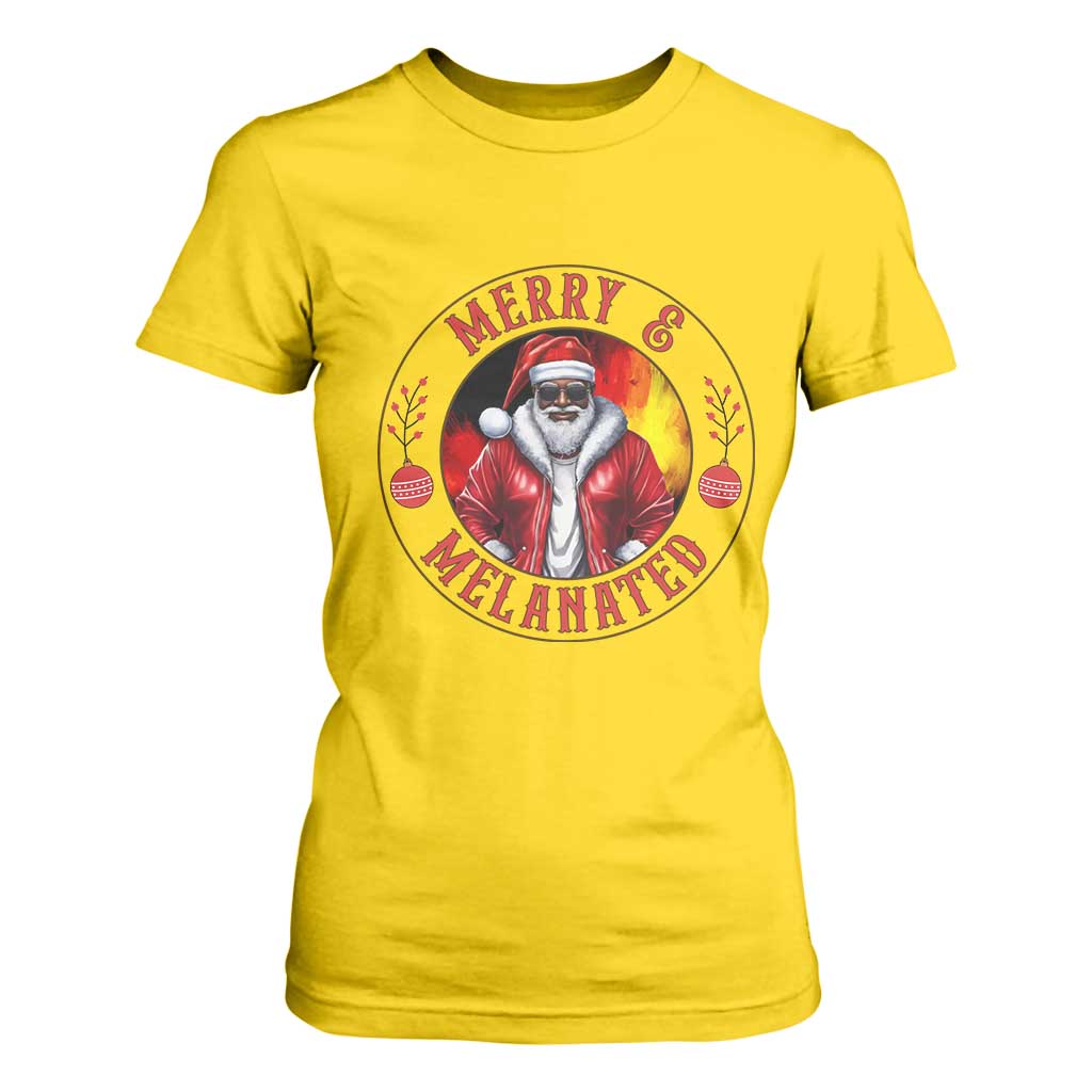 Black Santa Merry And Melanated T Shirt For Women Christmas Holiday Gift TS12 Daisy Print Your Wear