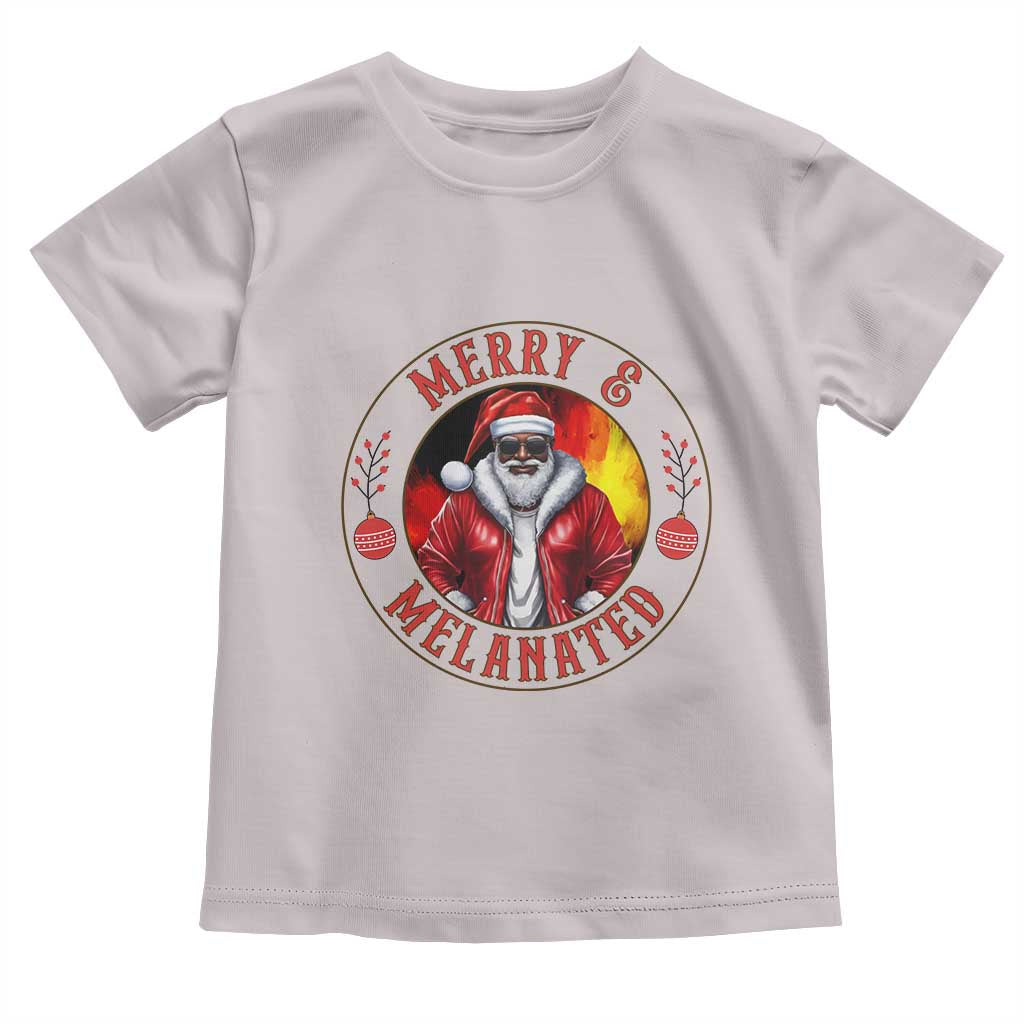 Black Santa Merry And Melanated Toddler T Shirt Christmas Holiday Gift TS12 Ice Gray Print Your Wear