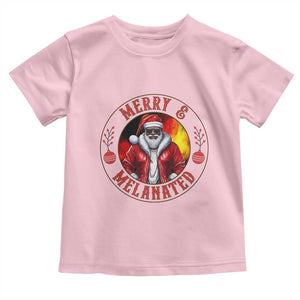 Black Santa Merry And Melanated Toddler T Shirt Christmas Holiday Gift TS12 Light Pink Print Your Wear