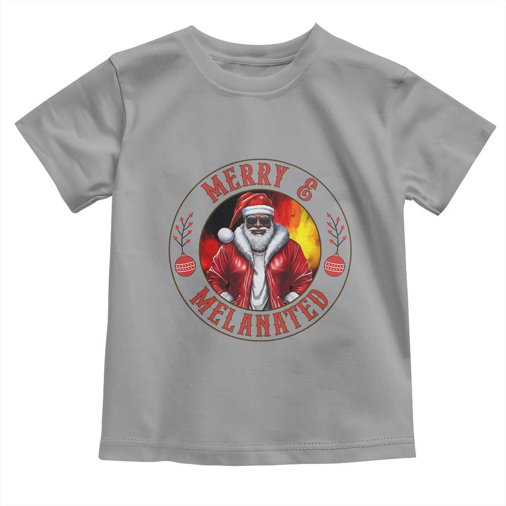 Black Santa Merry And Melanated Toddler T Shirt Christmas Holiday Gift TS12 Sport Gray Print Your Wear