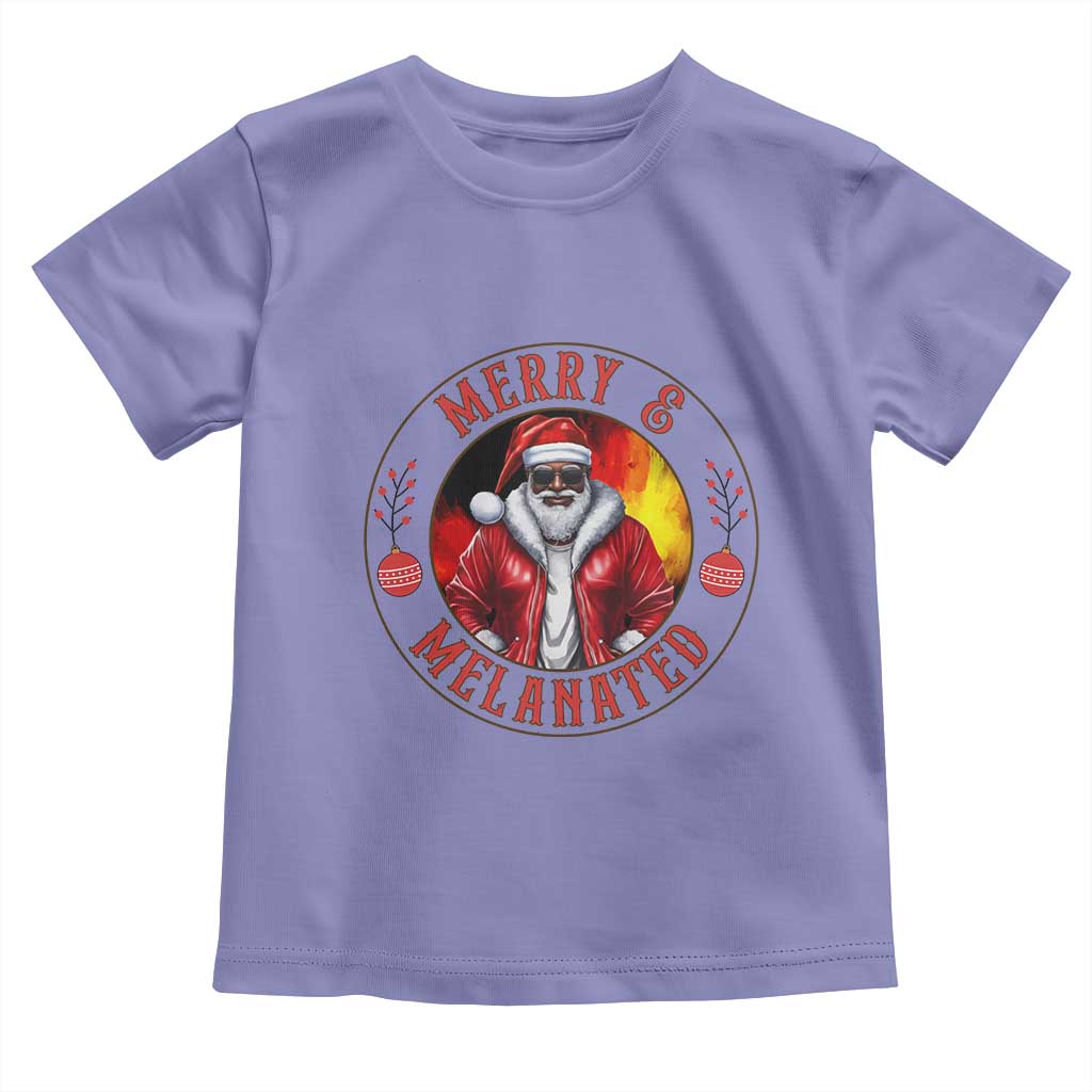 Black Santa Merry And Melanated Toddler T Shirt Christmas Holiday Gift TS12 Violet Print Your Wear