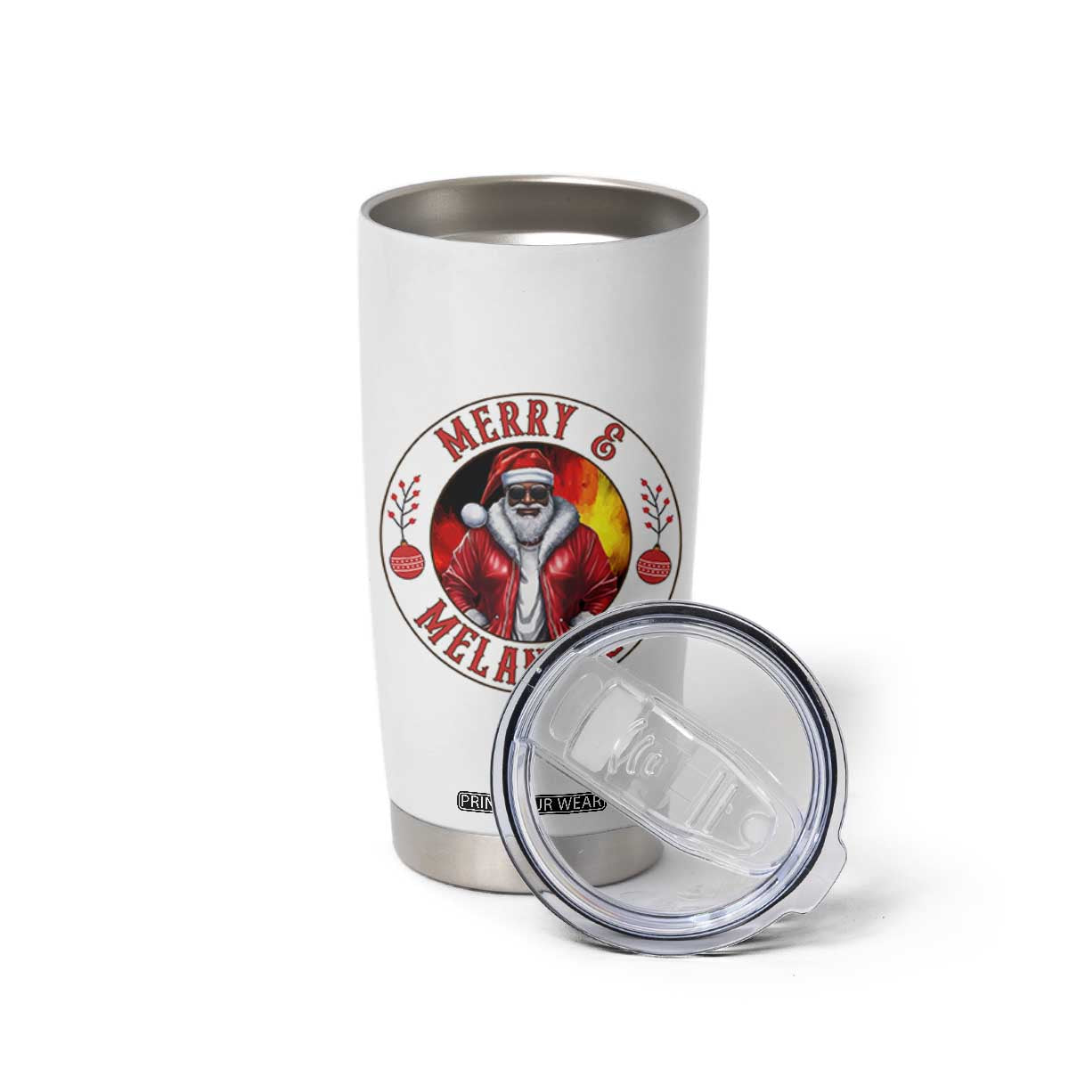 Black Santa Merry And Melanated Tumbler Cup Christmas Holiday Gift TS12 Print Your Wear