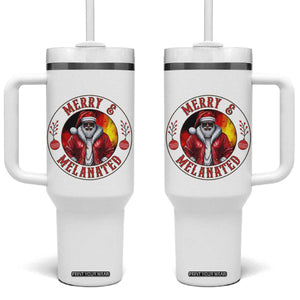 Black Santa Merry And Melanated Tumbler With Handle Christmas Holiday Gift TS12 One Size: 40 oz White Print Your Wear