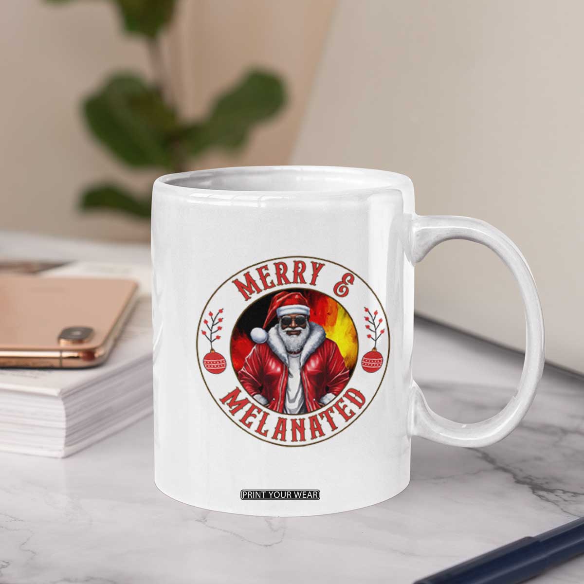 Black Santa Merry And Melanated Coffee Mug Christmas Holiday Gift TS12 Print Your Wear