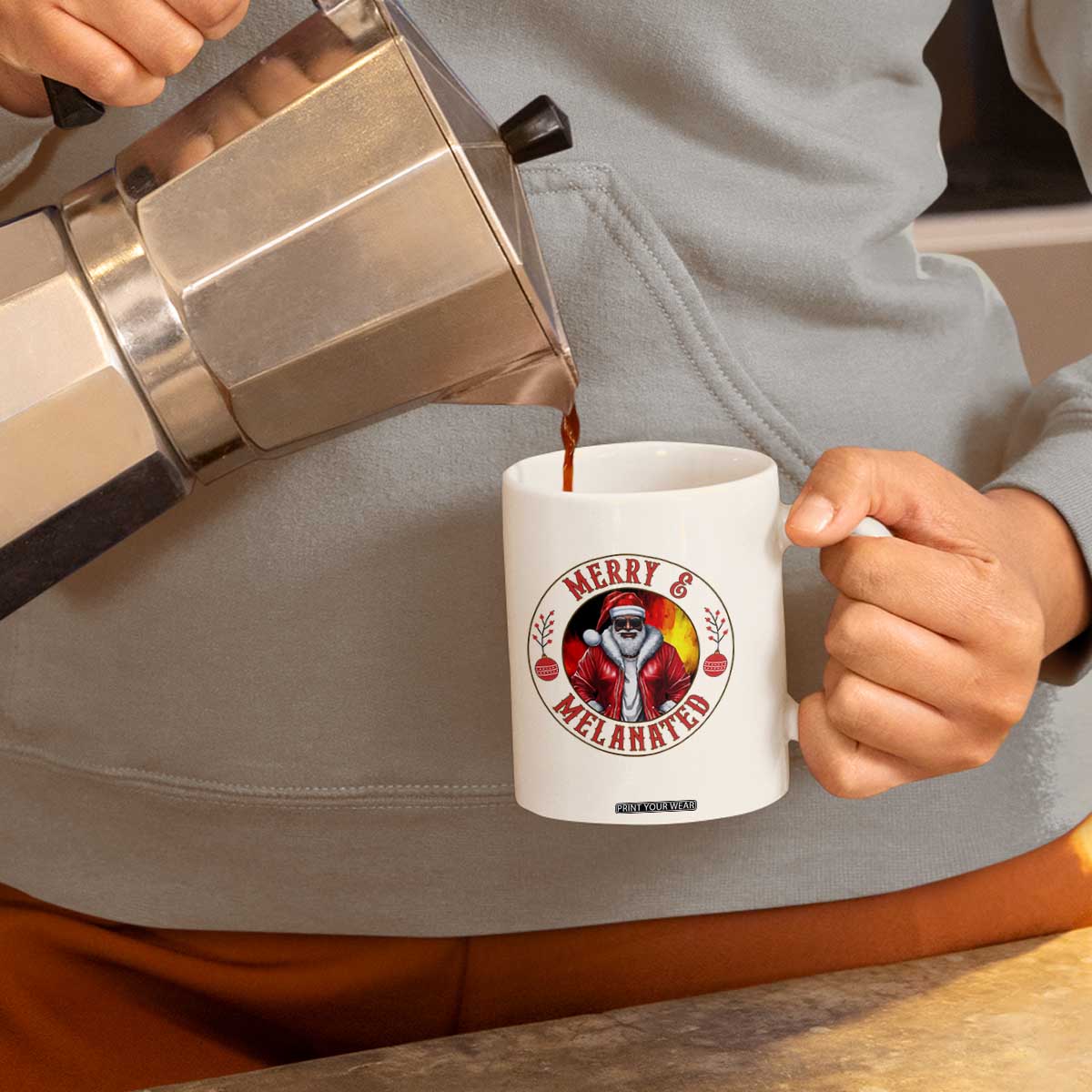 Black Santa Merry And Melanated Coffee Mug Christmas Holiday Gift TS12 Print Your Wear