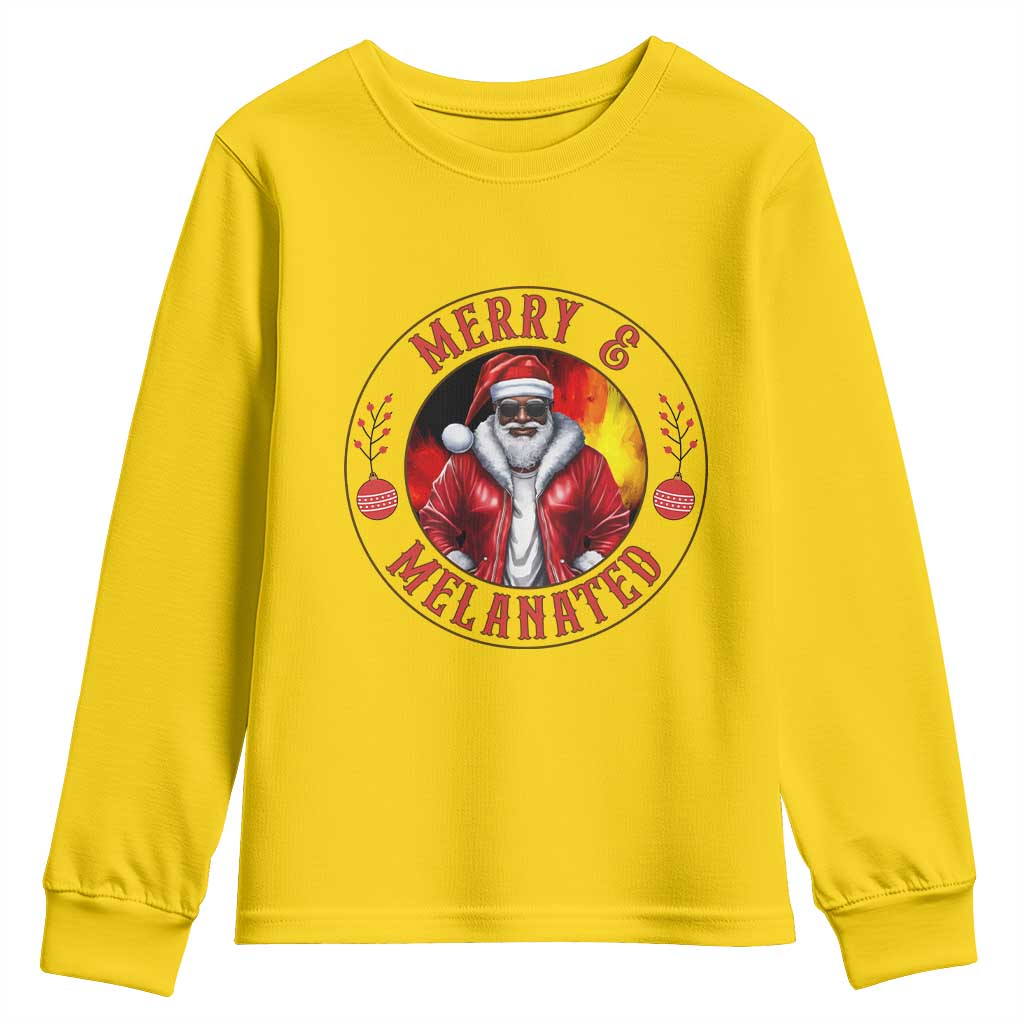 Black Santa Merry And Melanated Youth Sweatshirt Christmas Holiday Gift TS12 Daisy Print Your Wear