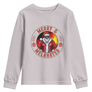 Black Santa Merry And Melanated Youth Sweatshirt Christmas Holiday Gift TS12 Ice Gray Print Your Wear