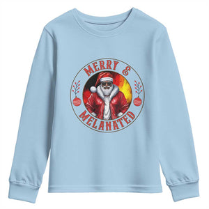Black Santa Merry And Melanated Youth Sweatshirt Christmas Holiday Gift TS12 Light Blue Print Your Wear